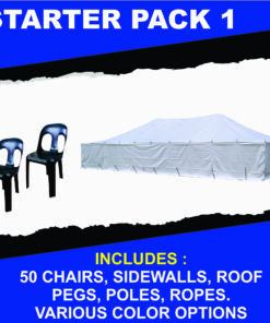 Starter Pack 6 -7m x 12m Pole Tent With 50 Chairs & 1 Table